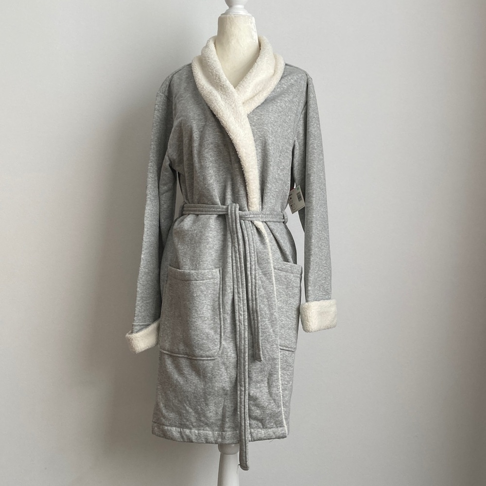 Joe Boxer Gray and White with Sherpa Time Robe